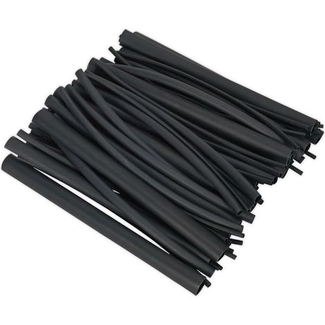 Hstal72b Chaleur Gaine thermorétractable Assortiment 72pièce Noir Adhésif doublé 200 mm (1/3)