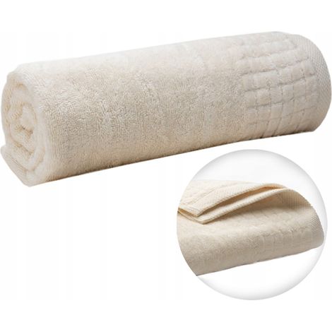 Asciugamano da bagno in spugna di cotone per casa, sauna, hotel, 70x140 cm Ecru (1/5)