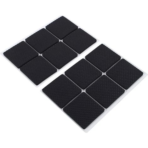 Patins de meubles antidérapants auto-adhésifs en caoutchouc épais pour meubles, bureau, table, canapé, chaise, protection de sol, carrés et ronds, noirs, 48 pièces/12 pièces (12 pièces) (1/2)