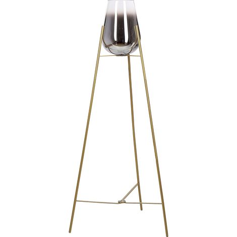 Lampada da terra in metallo con plafoniera ovale in vetro dorato 133 cm Mena