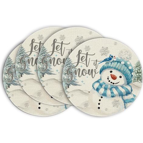 Sets de table Casse-Noisette de Noël, en vinyle, décoration de table hivernale, sets de table ronds - Lot de 7 - 3