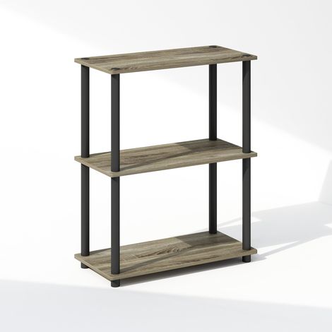 Étagère, Bibliothèque À 3 Niveaux avec Présentoir Compact Multifonctionnel, 29,5 x 60 x 75 cm, Idéale pour Le Salon, La Chambre Ou Le Bureau, Chêne Français/Noir. (1/5)