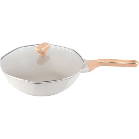 Wok en alliage d'aluminium de forme octogonale antiadhésive en pierre médicale de poêle à frire de 32 cm de diamètre pour cuisinière à gaz en céramique (1/5)