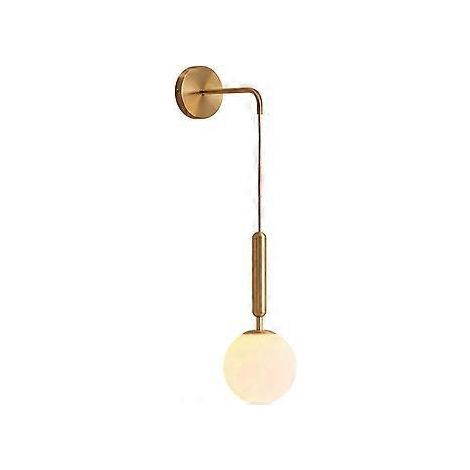 Nachttisch-Leselampe, hochwertige Messing-Wandleuchte mit mattweißem Glasschirm für moderne Räume (24 cm Länge, 10 cm Sockel)