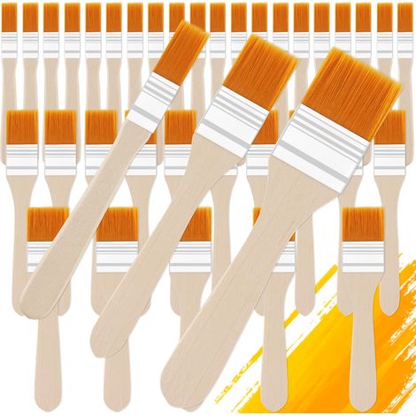 35 Pièces Pinceaux, Pinceau de Peinture, Pinceaux Plats avec Manche en Bois, Convient pour Le Bricolage, La Peinture Artistique, Le Croquis, La Peinture Murale, Le Coloriage (1/5)