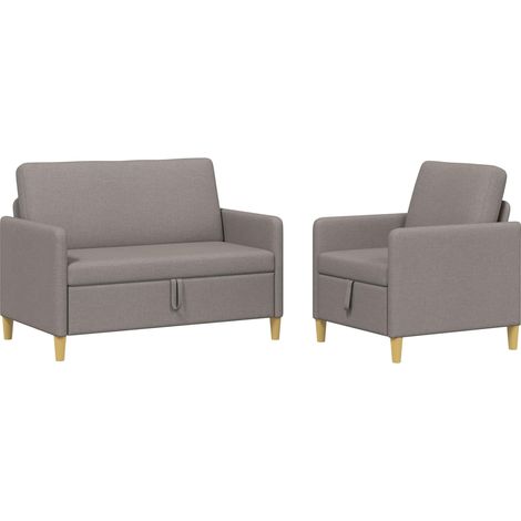 Canapé avec rangement 2 pcs Taupe Polyester vidaXL (1/5)