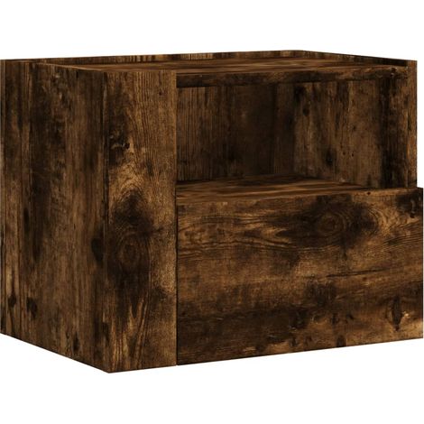 Set di 2 comodini da parete con cassetto e vano a giorno 45 x 30 x 35 cm in legno ingegnerizzato marrone DEC036050