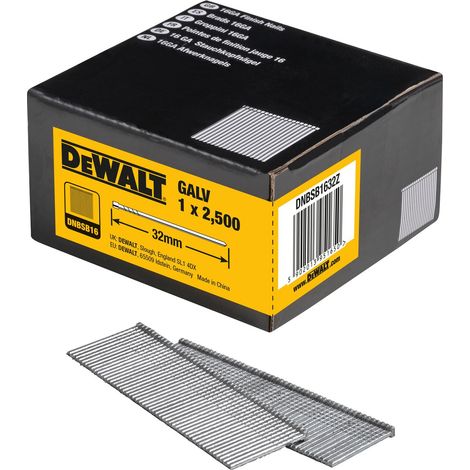 Clavos para clavadora neumática 1.5mm x 32mm 16GA GALV (2500 ud) Dewalt DNBSB1632Z (1/3)