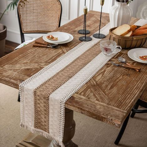 Tischläufer, natürlicher Sackleinen-Tischläufer, moderner, schlichter Stil für Zuhause, Alltag, Hochzeit, Party, Weihnachten, Erntedankfest, Feiertags-Tischdekoration, 180 x 30 cm (1/5)