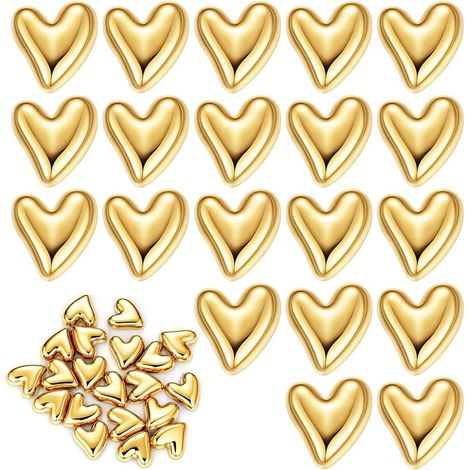 Lot de 20 Aimants de Réfrigérateur de Cœur, Dorés Aimants Frigo Décoratifs en Forme 3D Petit Cœur d'amour Magnets pour Réfrigérateur Tableau Blanc Casier et Plus, Doré