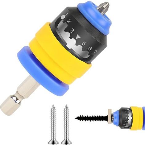 Magnetic drill bit holder, magnetic positioning adapter with hexagonal shank and 7 depth adjustment levels, hexagonal adapter for workshop electric drills (1/5)