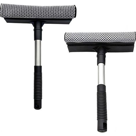 Kit de nettoyage 2 pièces pour vitres et pare-brises de voiture — Ensemble d'outils 2-en-1 (raclette et éponge grattoir) pour véhicules, adapté au nettoyage des vitres, des douches et des sols. (1/5)