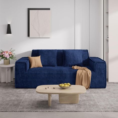 Cord Sofa mit Schlaffunktion, 2-3 Sitzer, Blau, Keine Montage (1/5)