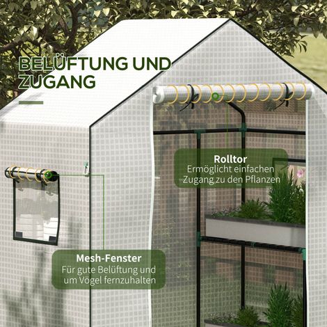 Bâche de remplacement PE avec protection UV, couverture de serre, porte enroulable, fenêtre latérale, film pour tunnel de jardin, châssis à tomates, 140 x 73 x 190 cm, blanc (1/5)
