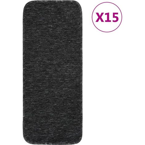 Tapis d'escalier 15 pcs 60x25 cm Anthracite Rectangulaire (1/4)