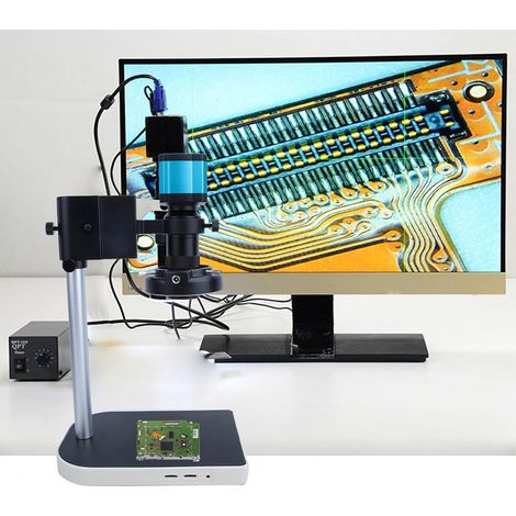 Microscope Industriel 14 MP LED HDMI USB HD 100x 1,43 μm C/CS CMOS Caméra - Accessoires Inclus (1/5)