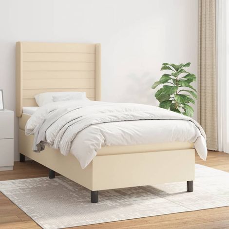 Boxspringbett mit Matratze Creme 90x190 cm Stoff (1/5)
