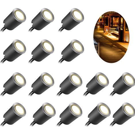OIMG Recessed LED Deck Light Kits with Black Protecting Shell φ32mm, In Ground Outdoor Landscape Lighting IP67 Waterproof,12V Low Voltage for Garden,Yard Stair,Patio,Floor,Kitchen Decoration