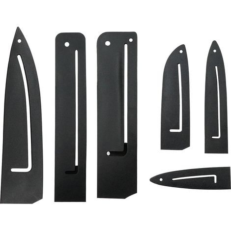 Funda protectora para cuchillo - Accesorio universal para estuche de cuchillos, cubierta protectora de plástico, 6 tamaños diferentes, para cajones de cocina, color negro, 6 piezas (1/5)