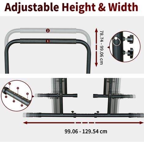 Barre de dips réglable en hauteur, 78,74–99,06 cm, capacité de charge jusqu’à 249 kg, idéale pour maison ou salle de sport, installation simple. (1/5)