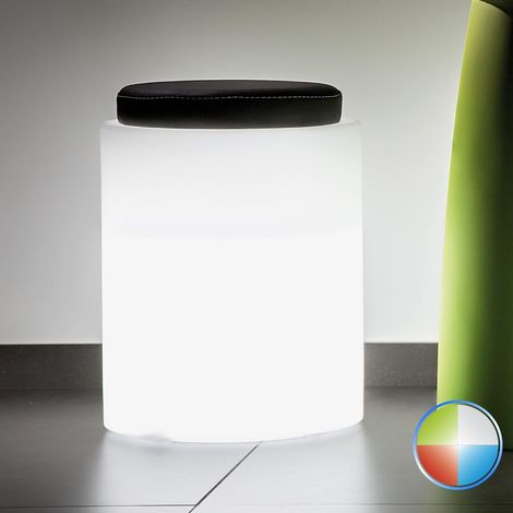 Pouf luminoso moderno di design Ø40 H54 in polimero resistente con LED multicolor per interno ed esterno - Made in Italy - Monacis