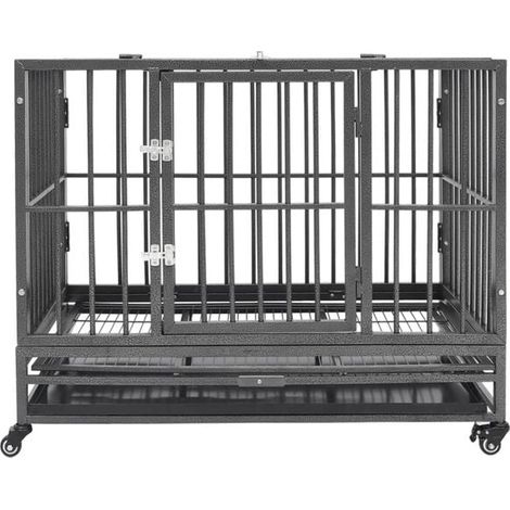 Cage à roulettes pour chien, acier, 92 x 62 x 76 cm