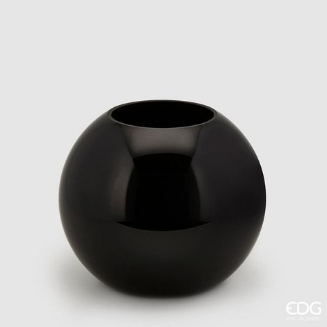 EDG Enzo De Gasperi Vaso Sfera H 27 Cm D 31 Cm Vetro Molato Black