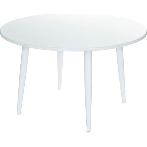 M&S – Table de jardin ronde en aluminium blanc 125x125cm – 6 places – Résistante aux intempéries – Garantie 2 ans (1/3)