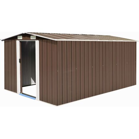 vidaXL Casetta da Giardino in Metallo - Marrone - 257x392x181 cm (1/5)