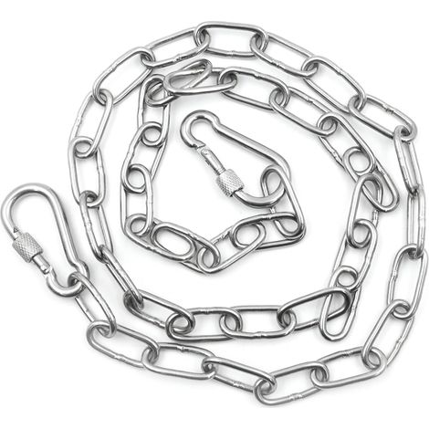Serrure de porte à anneau de porte en acier inoxydable de 40 pouces, serrure de porte à anneau de chaîne pour clôtures extérieures, cages pour animaux de compagnie (1/5)