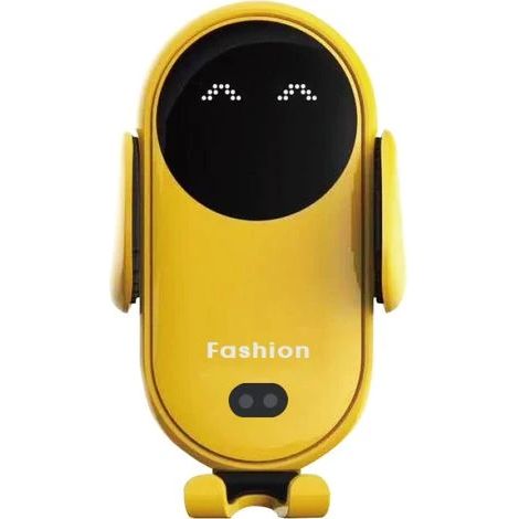 Support de chargeur sans fil pour voiture 10 W, support automatique pour téléphones sans fil, chargeur à induction à clip, compatible avec tous les véhicules, jaune (1/4)