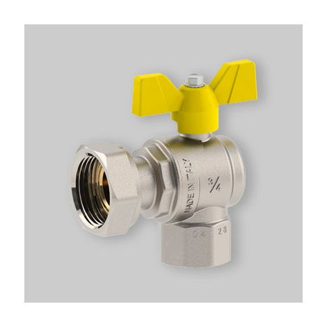 Valvola A Sfera Gas Ad Angolo F/F Con Dado Girevole E Farfalla Alluminio Fiv 1" X 1"1/4 (1/3)