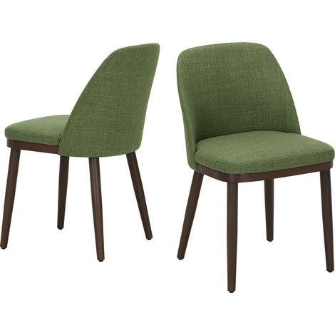 COLAMY Lot de 2 Chaises de Salle à Manger – Chaises Design Confortables en Tissu avec Pieds en Bois Massif, Idéales pour Salon, Cuisine ou Salle à Manger,Vert