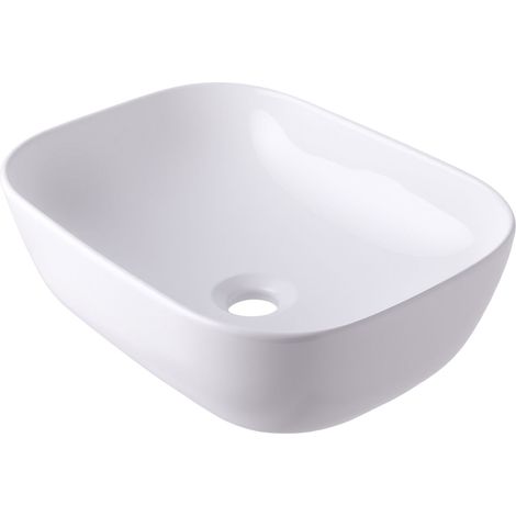 Square Ceramic Countertop Washbasin, White, 46 x 32 cm (1/5)