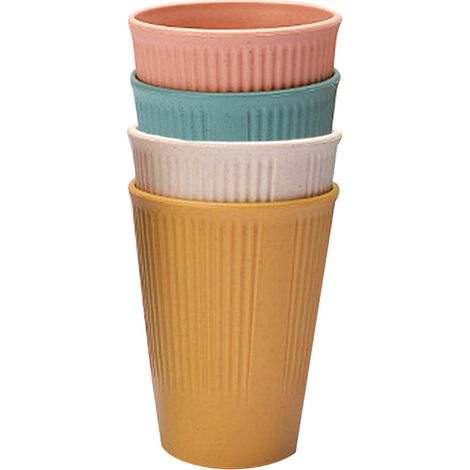 Tasse - Paille De Blé - 350 Ml - Réutilisable - Pour Café Thé Eau - Ensemble Multicolore - 6 Pièces (1/5)