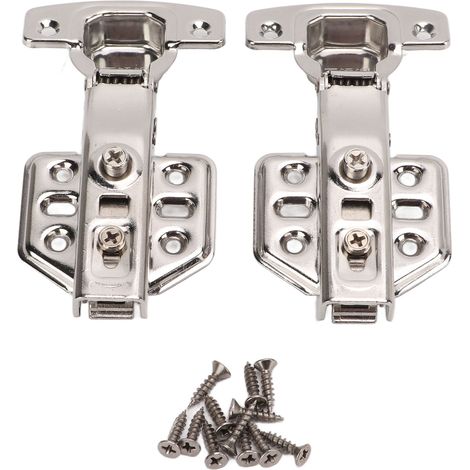 Paire de Charnières d'Armoire 105-110° avec Fermeture Amortie, Acier Inoxydable 2mm, pour Cuisine et Salle de Bains, Lot de 2 (1/5)