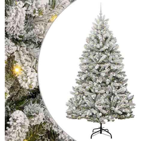 Sapin de Noël  Arbre de Noël artificiel Vert et blanc 240 cm PVC et métal (1/5)