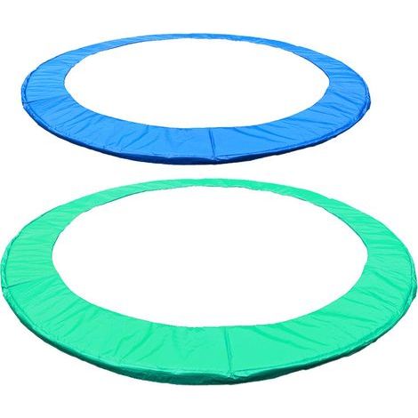 Cama elástica con funda protectora grande, cojín de esponja, cojín de muelles, cubierta anticolisión para muelles y borde anillado (azul, diámetro 1,83 metros). (1/3)