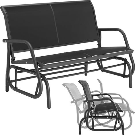 Banc à bascule 2 places 121 x 72 86,5 cm noir en acier (1/5)