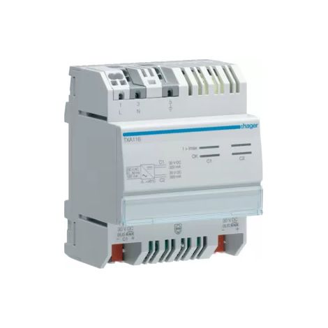 Hager Spannungsversorgung mit Ausgang und Drossel 2x320 mA KNX REG TXA116 (1/2)