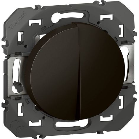 Interrupteur Ou Va-Et-Vient 10AX + Bouton Poussoir 6A, Dooxie, Finition Noir Mat, Connexion Rapide Sans Outil, À Compléter Avec Plaque De Finition (1/3)