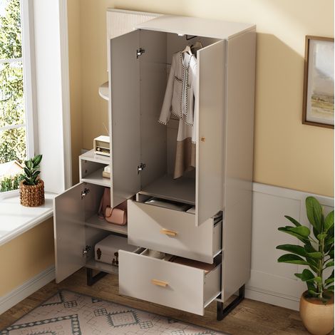 Schrank Garderobe Aufbewahrung 110x186 MDF OKMYHOME (1/5)