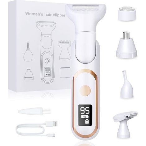 (Weiß) 5-in-1 Elektroepilierer für Frauen, wasserdicht und schmerzfrei, wiederaufladbar (Weiß) (1/5)