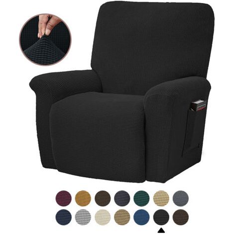 Housse élastique pour canapé inclinable, noire, housse de coussin de canapé en polaire unie, adaptée à toutes les saisons.