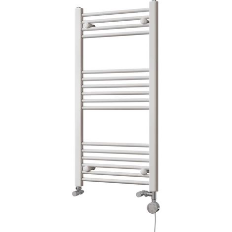 Zennor - White Dual Fuel Towel Rail H1000mm x W500mm Thermostatic - Straight (1/3)