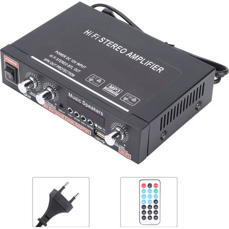 Amplificateur de puissance mini Bluetooth numérique intelligent avec télécommande, prise UE 220V (1/5)