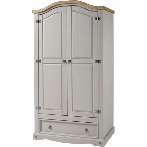 Corona Grey Wax 2 Door 1 Drawer Wardrobe (1/5)
