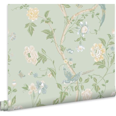 Laura Ashley Summer Palace Vliestapete Grun 10mx52cm (1/5)