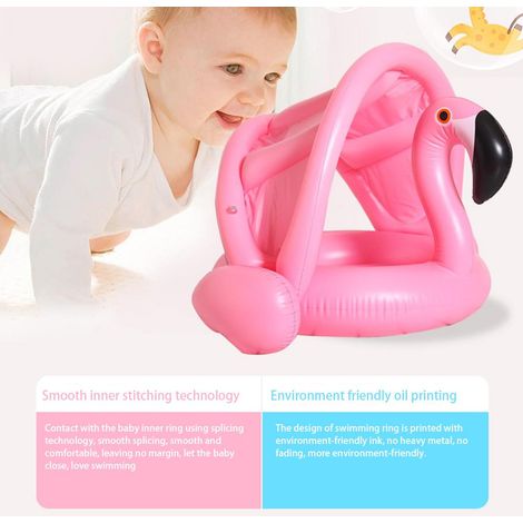 Anneau de natation bébé flamant rose avec protection UV - Bouée gonflable pour piscine - Sécurité et flottabilité pour nourrisson (1/5)