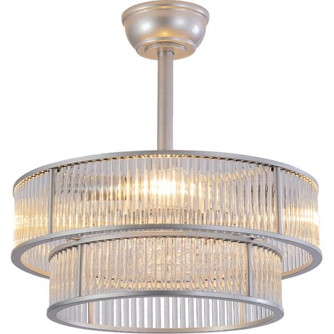 Ventilador de techo de cristal con luz 19 pulgadas plata aspas de ABS control por app 6 velocidades (1/5)